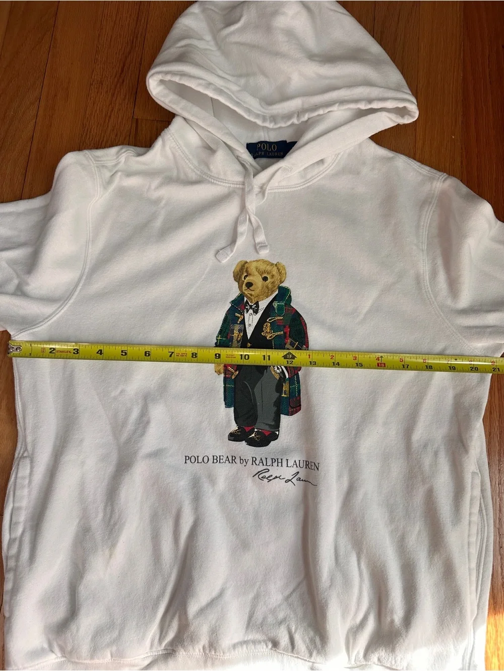 Polo Ralph Lauren Polo Bear White Hoodie Holiday Tartan Bear Pullover Size M